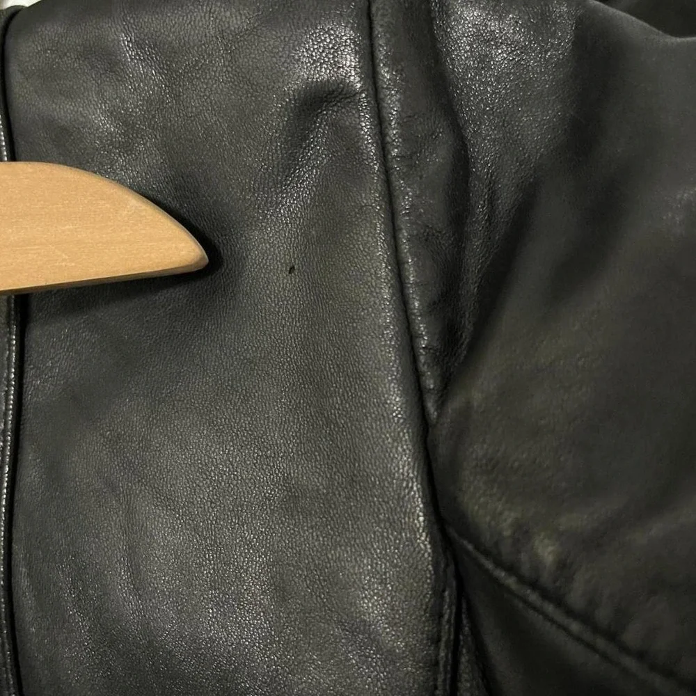 Vintage Worthington Leather Jacket Women Small Black Lambskin Zip Up Moto Y2K
